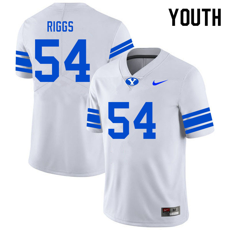 Youth #54 Dalton Riggs BYU Cougars College Football Jerseys Sale-White - Click Image to Close